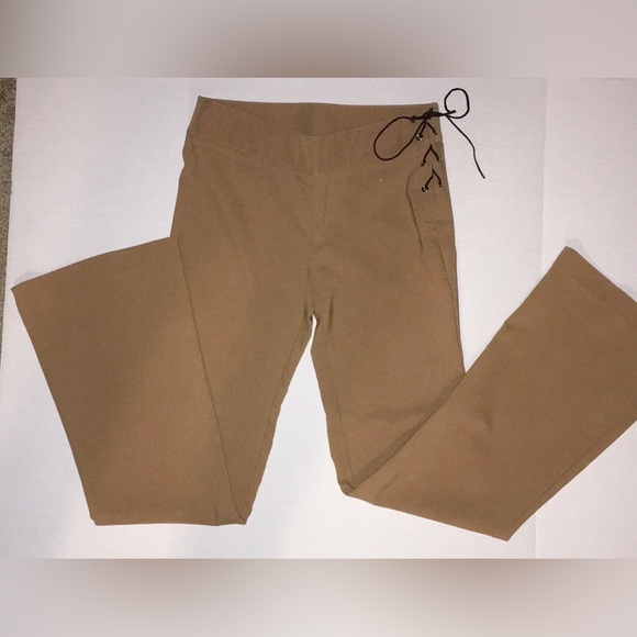 Retro circa 2000 tan slacks w lace up detail on the side- Sz 1 - Picture 3 of 11